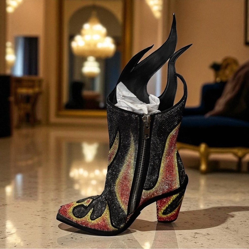 NWOB Dolls Kill / Club Exx Fire Sheriff Shine Cowboy Boots size 5 - Picture 2 of 5